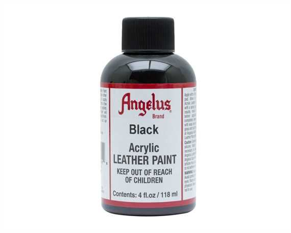 ANGELUS ACRYLIC PAINT BLACK #001 118ML USE ON LEATHER, VINYL OR FABRIC