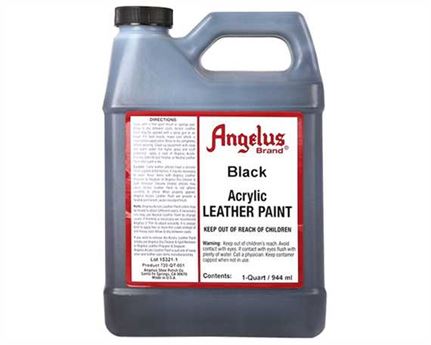 ANGELUS ACRYLIC PAINT BLACK #001 (1 QRT) 946ML USE ON LEATHER, VINYL OR FABRIC