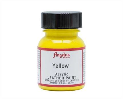 ANGELUS ACRYLIC PAINT YELLOW #075 29ML USE ON LEATHER, VINYL OR FABRIC