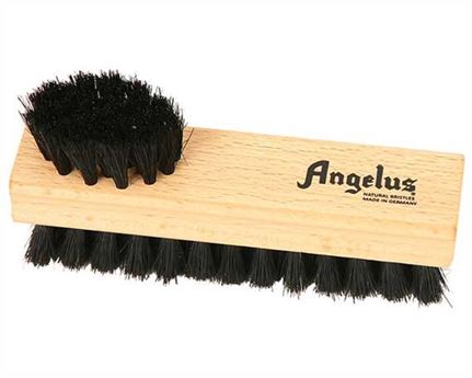 ANGELUS SHOE BRUSH DOUBLE SIDED MEDIUM BLACK HOG BRISTLE MADE IN GERMANY