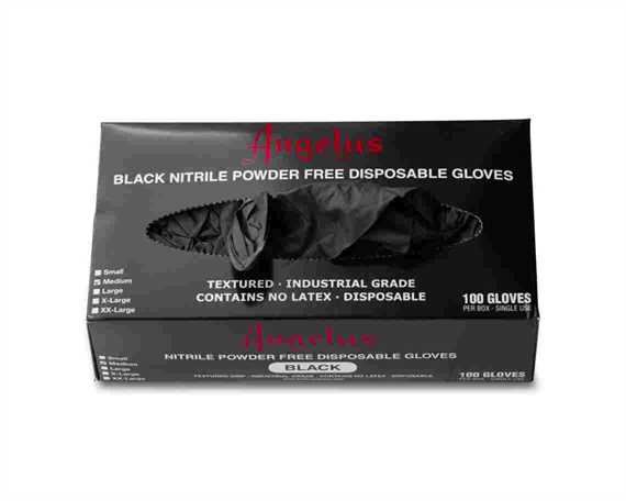 ANGELUS BLACK NITRILE GLOVES LARGE BOX OF 100