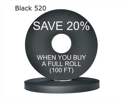 BioThane® BETA® ADJUSTABLE (1") 25MM BLACK BL520 (PER L/FT)