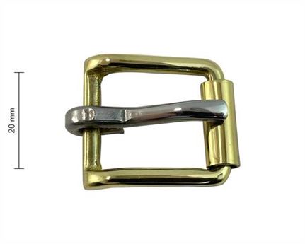 BUCKLE BRASS ROLLER HARNESS STAINLESS STEEL TONGUE 20MM