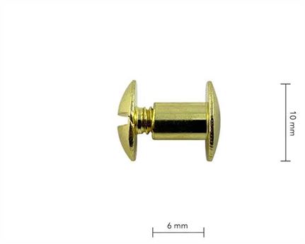 SCREW CHICAGO / KEY POST 6mm STEM PLAIN HEAD #1290-11B GILT 10mm Diameter