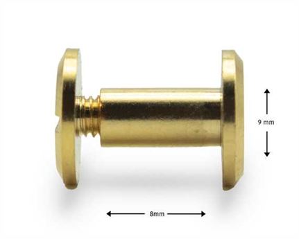 SCREW CHICAGO / KEY POST 8mm STEM BEVELLED HEAD GILT 9mm Diameter