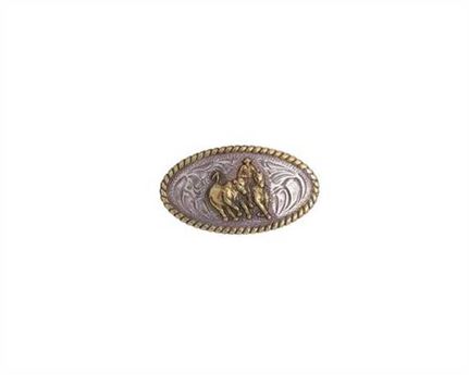 CONCHO CAMP DRAFTER OVAL SILVER PLATE WITH GILT 