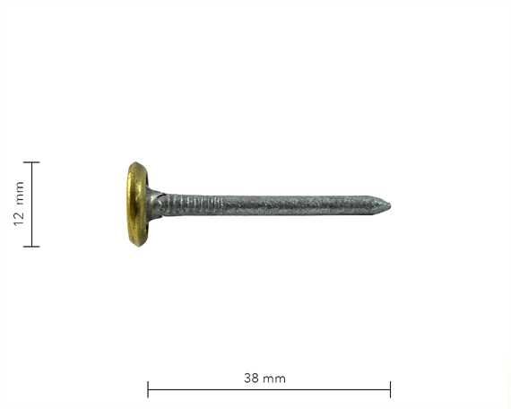 BRASS SADDLE NAILS 12.5MM DIAM. HEAD 38MM LONG