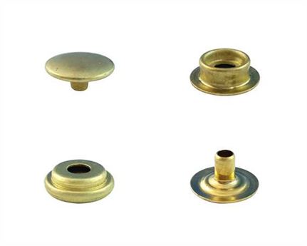 PRESS STUD FULL SET OF 25 LARGE DU GILT (BRASS) EYELET, SOCKET, STUD, TOP