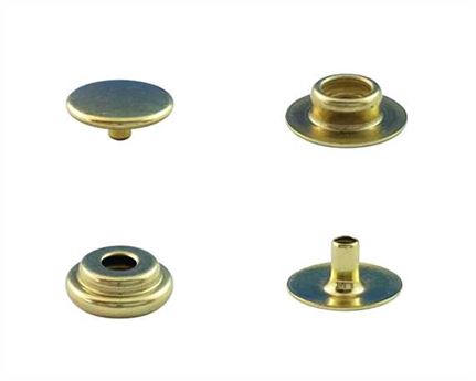 PRESS STUD FULL SET OF 25 MINI DU GILT (BRASS) EYELET, SOCKET, STUD, TOP