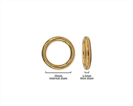 RING BRASS 25MM INTERNAL DIMENSION, 4.0MM DIAMETER WIRE