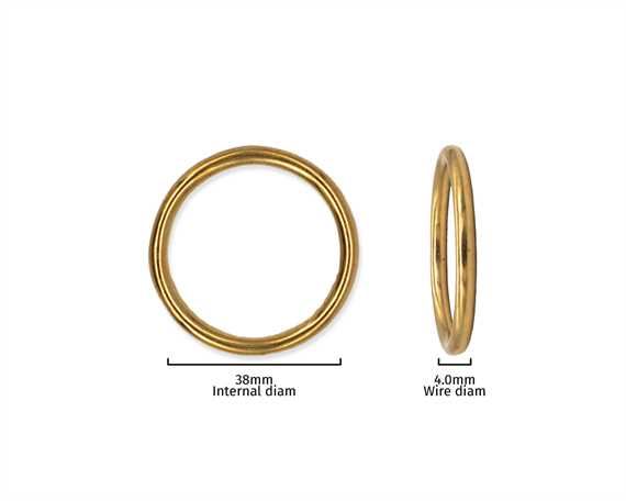 RING BRASS 38MM INTERNAL DIMENSION 4.0MM DIAMETER WIRE