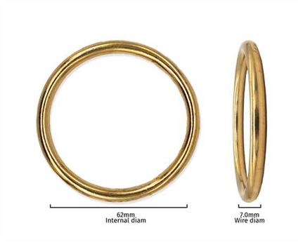 RING BRASS 62MM INTERNAL DIMENSION 7.0MM DIAMETER WIRE