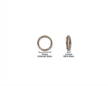RING NICKEL PLATE 15MM INTERNAL DIMENSION 2.5MM DIAMETER WIRE