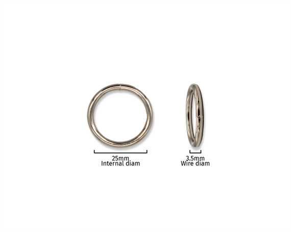 RING NICKEL PLATE 25MM INTERNAL DIMENSION 3.5MM DIAMETER WIRE