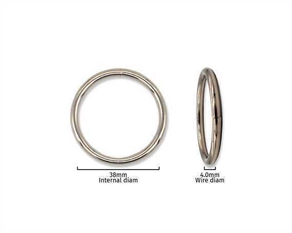 RING NICKEL PLATE 38MM INTERNAL DIMENSION 4.0MM DIAMETER WIRE