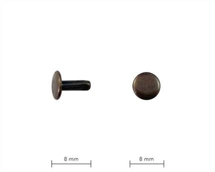 RIVET 2-PART TUBULAR ANTIQUE 8MM STEM DOUBLE CAP, PKT 1,000