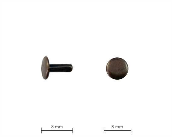 RIVET 2-PART TUBULAR ANTIQUE 8MM STEM DOUBLE CAP, PKT 100 CRAFTER BRAND
