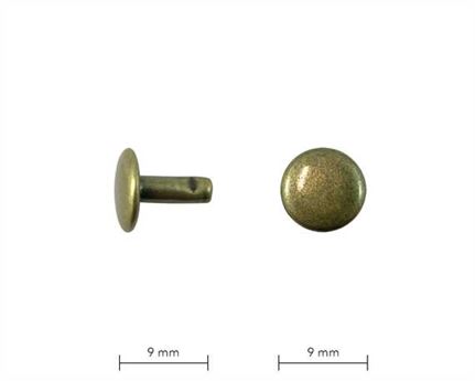 RIVET 2-PART TUBULAR ANTIQUE 9MM STEM DOUBLE CAP, PKT 1,000 