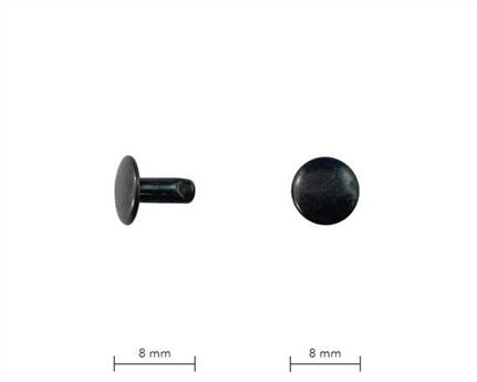 RIVET 2-PART TUBULAR BLACK 8MM STEM DOUBLE CAP, PKT 100
