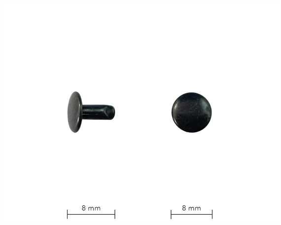 RIVET 2-PART TUBULAR BLACK 8MM STEM DOUBLE CAP, PKT 100
