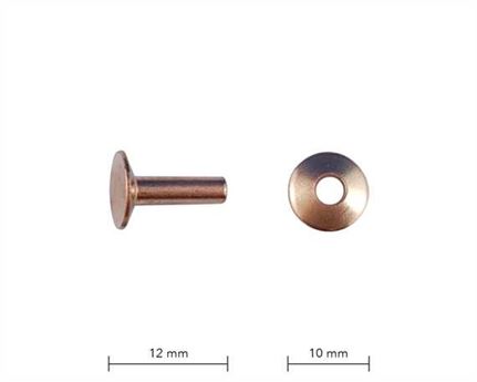 RIVET BINDER COPPER 8 GAUGE (3.58mm) 12MM AND WASHERS PER 50