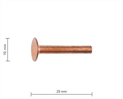 RIVET BINDER COPPER 8 GAUGE (3.58mm) 25MM PER 1000