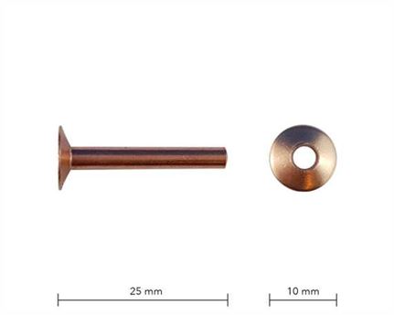 RIVET BINDER COPPER 8 GAUGE (3.58mm) 25MM AND WASHERS PER 50