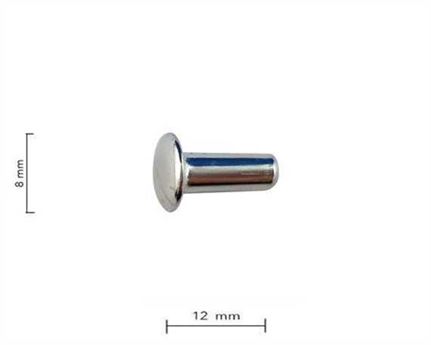  RIVET SELF PIERCING 12MM X 4MM NICKEL PLATE SHANK, HEAD 8MM PKT 1000