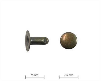 RIVET 2-PART TUBULAR ANTIQUE 9MM STEM SINGLE CAP DM PER 500
