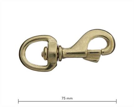 SNAP SWIVEL ROUND EYE 15MM BRASS HEAVY 75MM LONG