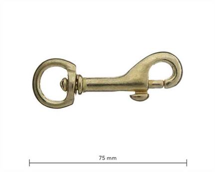 SNAP SWIVEL ROUND EYE 15MM BRASS LIGHT 75MM LONG