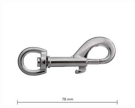 SNAP SWIVEL ROUND EYE 12MM NICKEL PLATE 78MM LONG