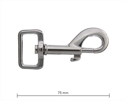 SNAP SWIVEL SQUARE EYE 25MM NICKEL PLATE 75MM LONG