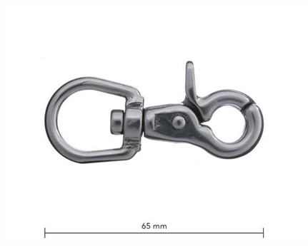 SCISSOR HOOK SWIVEL ROUND EYE 18MM STAINLESS STEEL 65MM LONG
