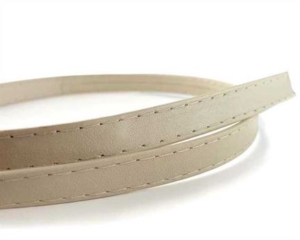LEATHER STRAPPING STITCHED BEIGE 15MM