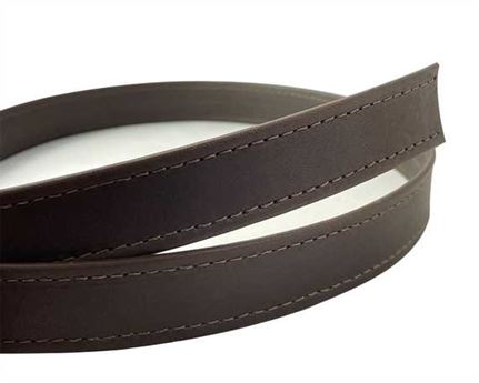 LEATHER STRAPPING STITCHED DARK BROWN 20MM