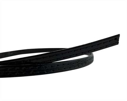 LEATHER STRAPPING STITCHED BLACK PATENT 6MM