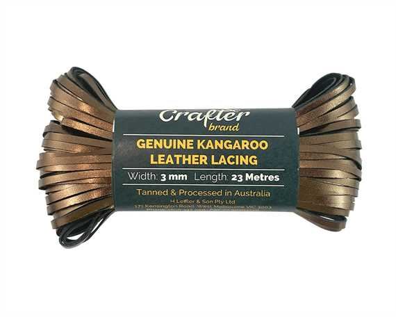 KANGAROO LACING FLAT 3MM BRONZE FOIL 23M HANK AUSTRALIAN MADE
