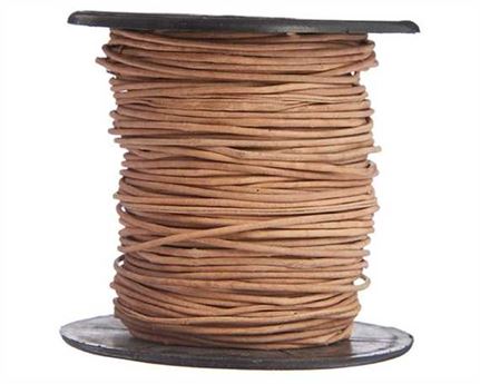 ROUND LEATHER THONGING 0.5MM #001 NATURAL 25M SPOOL