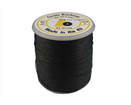 THREAD LINEN 3 CORD #25 BLACK 50GM SPOOL