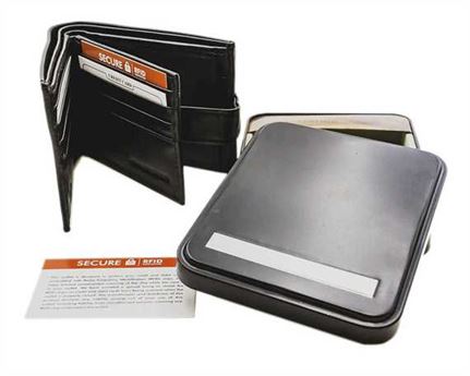 WALLET NAPPA LEATHER 8 X C/C, COIN, CLIP, ZIP, WINDOW, BLACK RFID AND TIN