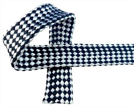 WEBBING DOG LEAD BLK & WHT CHECK 20MM (PER L/MTR)