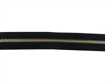 ZIP METAL CONTINUOUS #5 BLACK W. BRASS TEETH