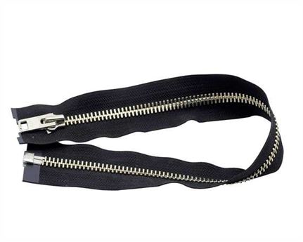 ZIP OPEN END #10 NICKEL - BLACK TAPE 30 CM